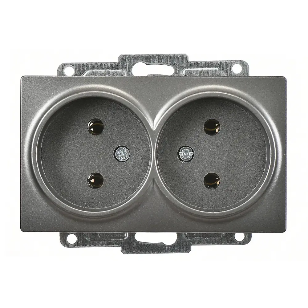 Visage İkili Priz, Füme (Mekanizma + Tuş/Kapak) 