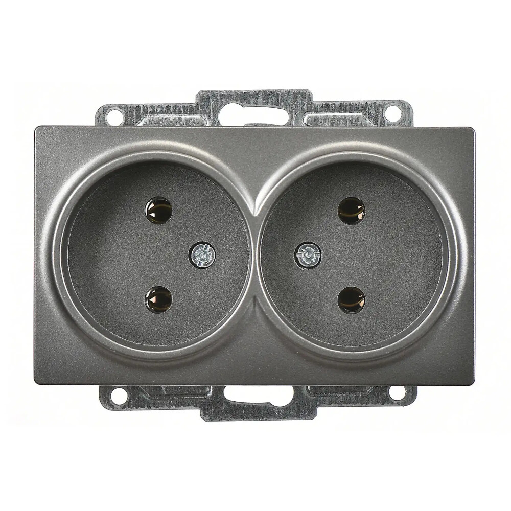 Visage İkili Priz, Füme (Mekanizma + Tuş/Kapak) - Günsan Elektrik