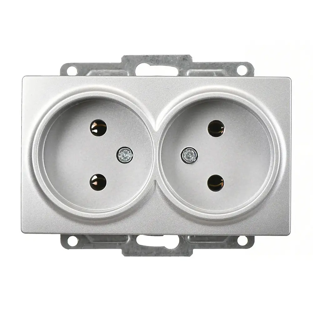 Visage İkili Priz, Gümüş (Mekanizma + Tuş/Kapak) 