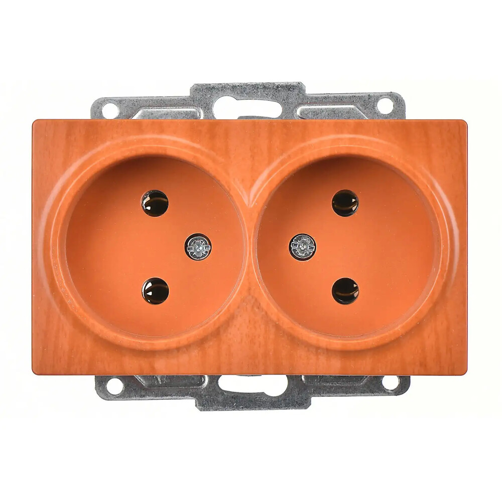 Visage İkili Priz, Meşe (Mekanizma + Tuş/Kapak) - Günsan Elektrik