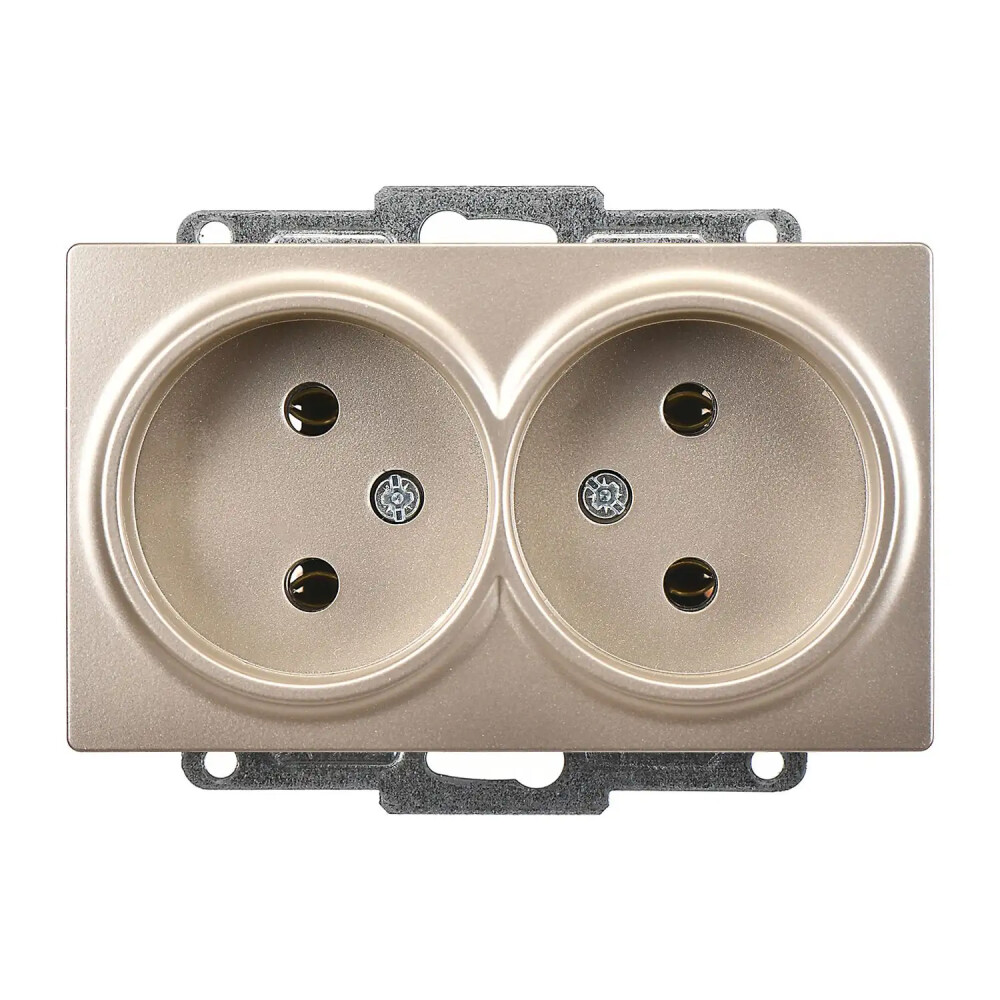 Visage İkili Priz, Metalik Bej (Mekanizma + Tuş/Kapak) - Günsan