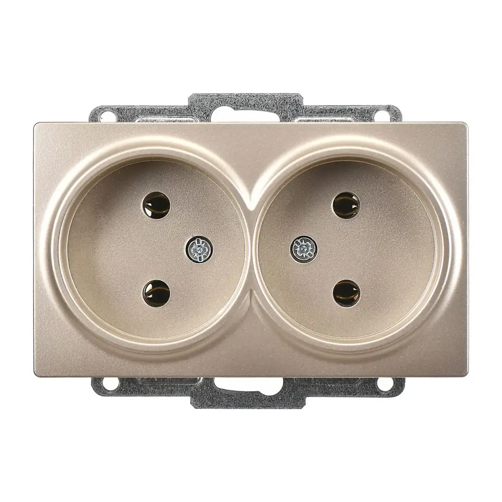 Visage İkili Priz, Metalik Bej (Mekanizma + Tuş/Kapak) - 1
