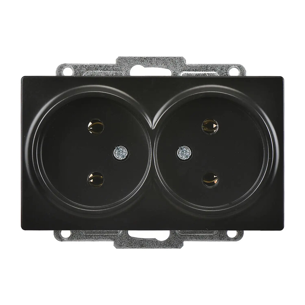 Visage İkili Priz, Metalik Siyah (Mekanizma + Tuş/Kapak) - Günsan