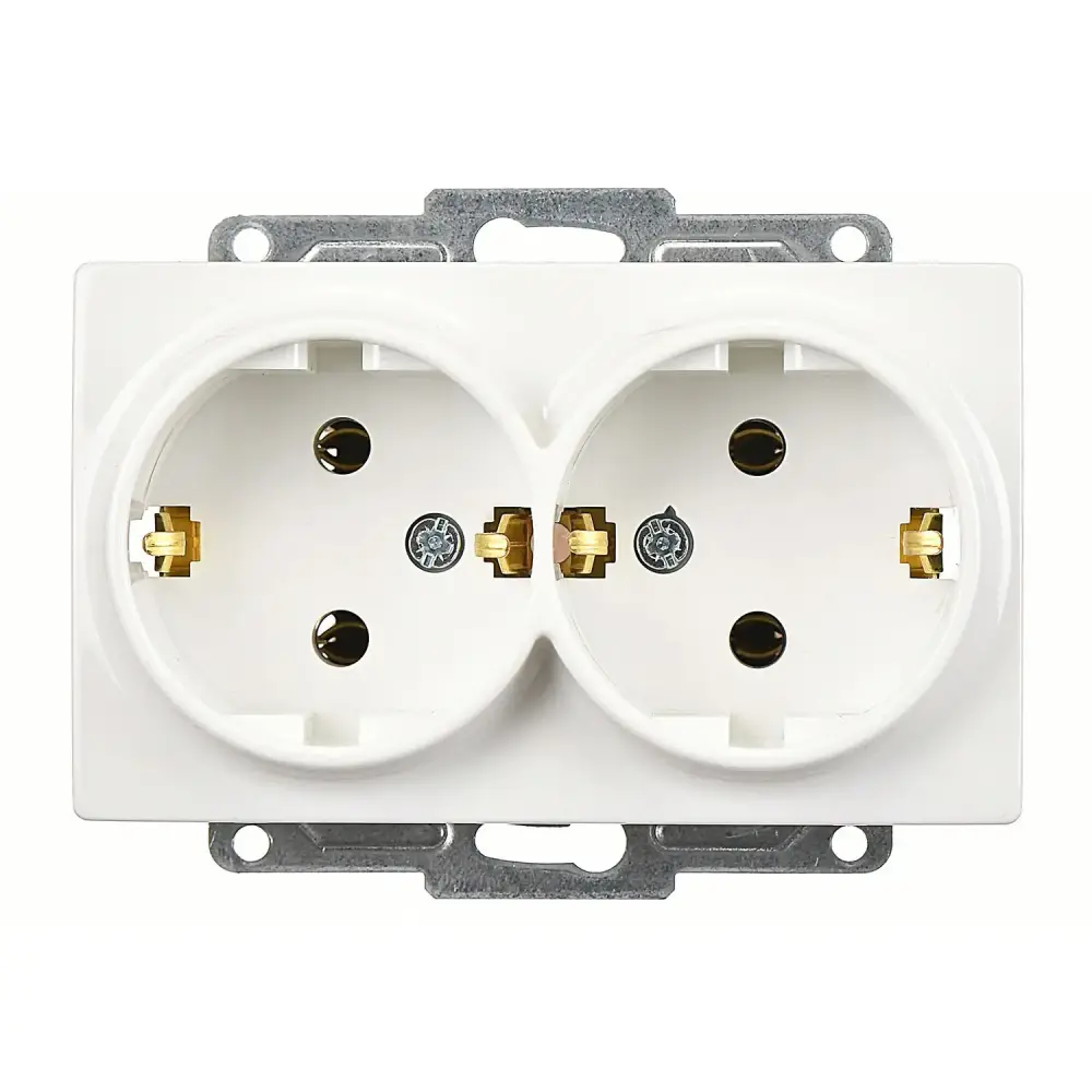 Visage İkili Topraklı Priz, Beyaz (Mekanizma + Tuş/Kapak) - 1