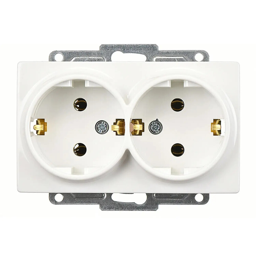 Visage İkili Topraklı Priz, Beyaz (Mekanizma + Tuş/Kapak) - Günsan Elektrik