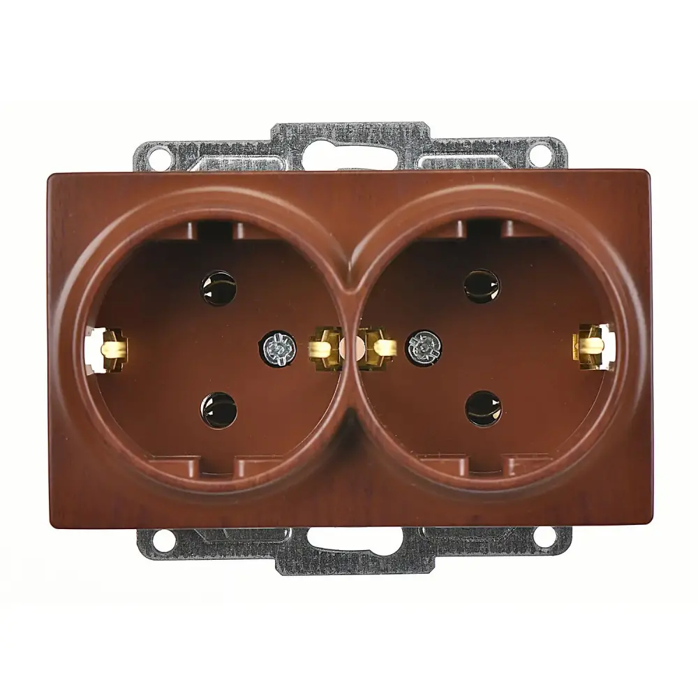 Visage İkili Topraklı Priz, Ceviz (Mekanizma + Tuş/Kapak) 