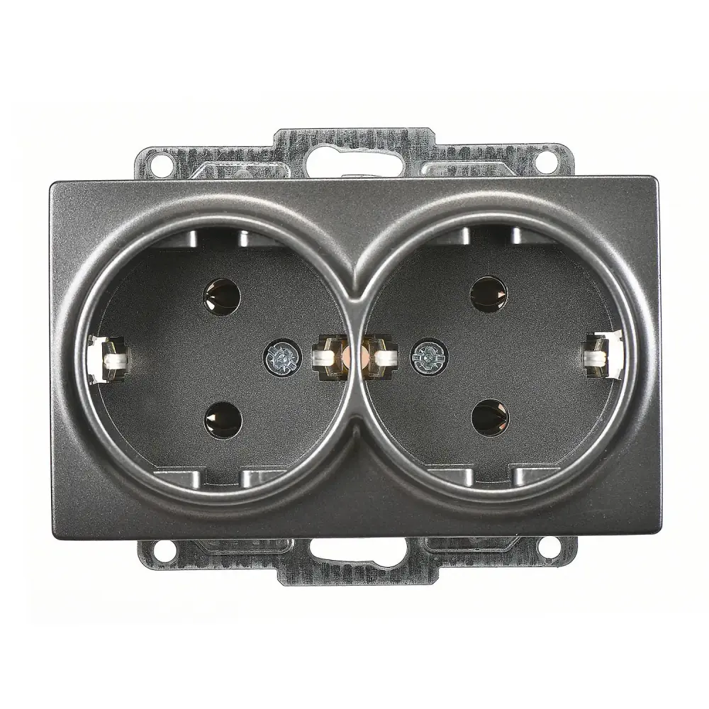 Visage İkili Topraklı Priz, Füme (Mekanizma + Tuş/Kapak) - 1