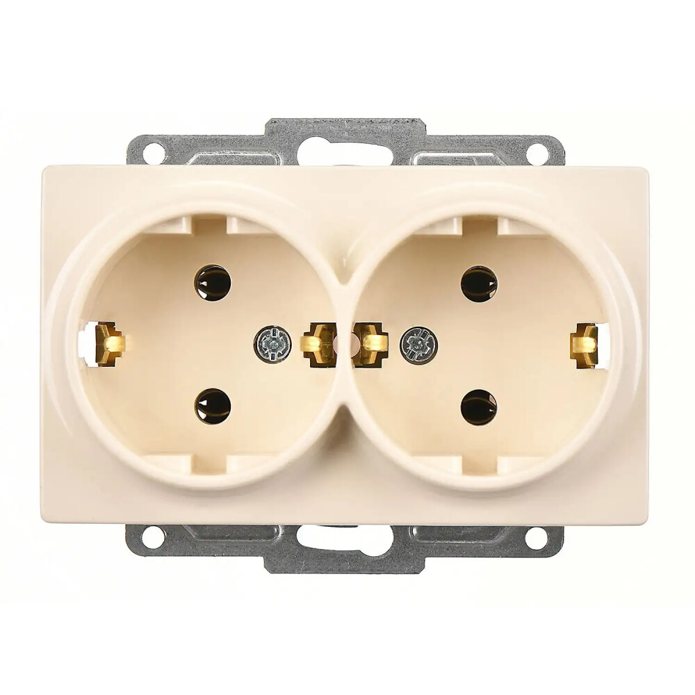 Visage İkili Topraklı Priz, Krem (Mekanizma + Tuş/Kapak) - Günsan Elektrik