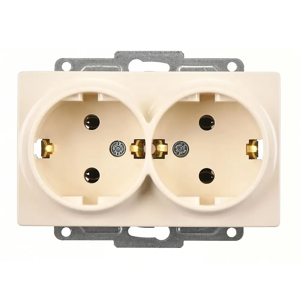 Visage İkili Topraklı Priz, Krem (Mekanizma + Tuş/Kapak) - 1