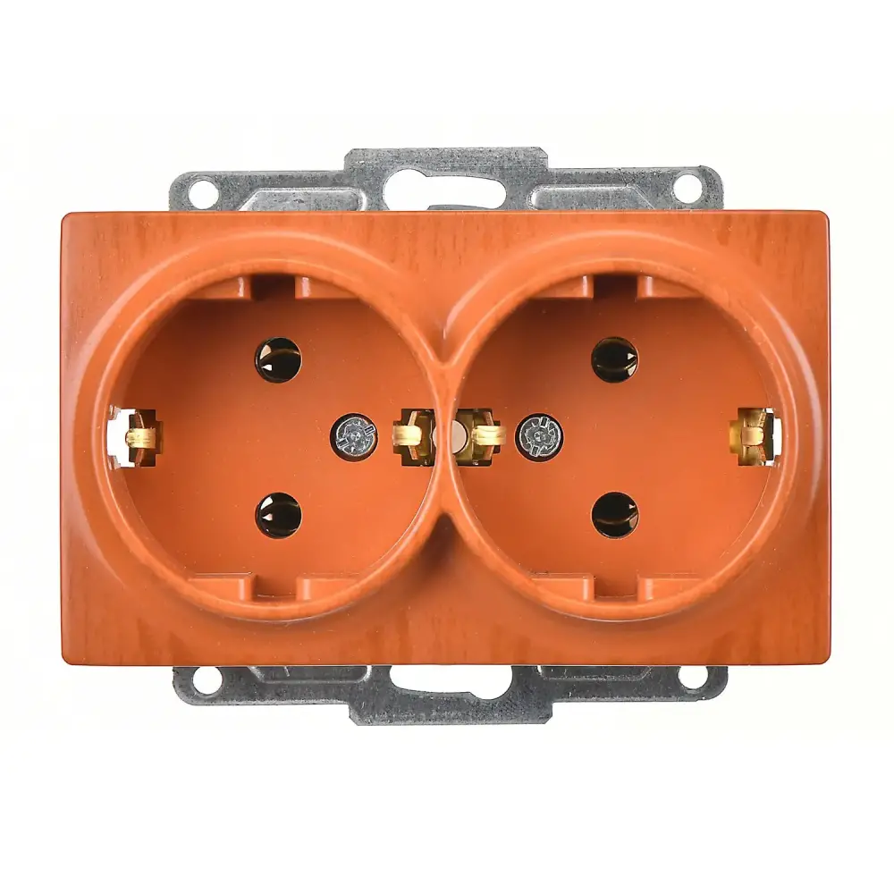 Visage İkili Topraklı Priz, Meşe (Mekanizma + Tuş/Kapak) 