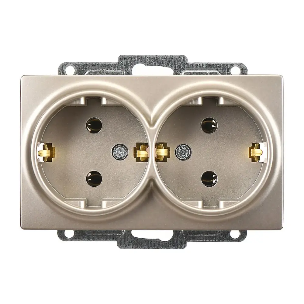 Visage İkili Topraklı Priz, Metalik Bej (Mekanizma + Tuş/Kapak) 