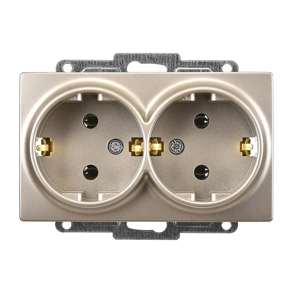 Visage İkili Topraklı Priz, Metalik Bej (Mekanizma + Tuş/Kapak) - Günsan Elektrik