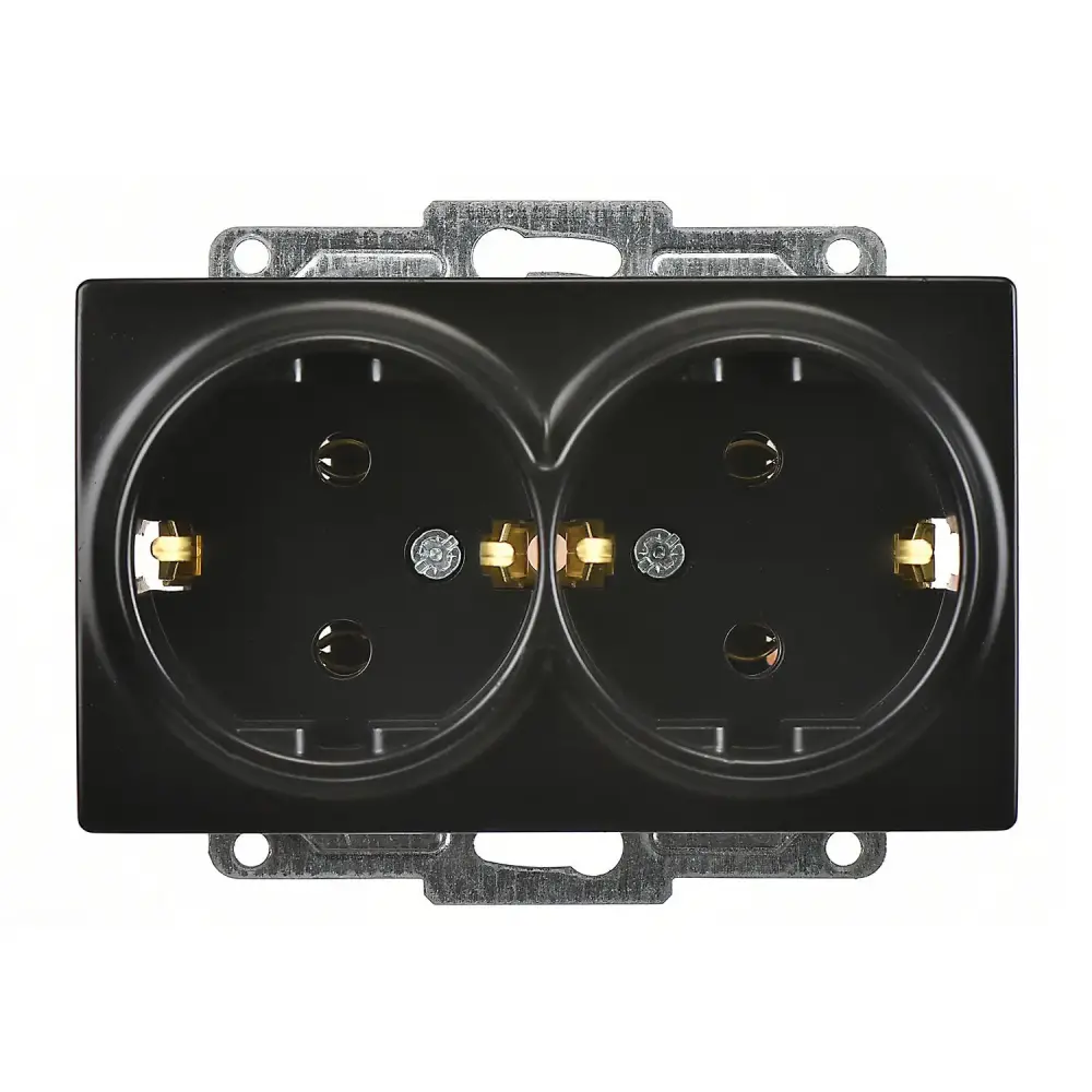 Visage İkili Topraklı Priz, Metalik Siyah (Mekanizma + Tuş/Kapak) 
