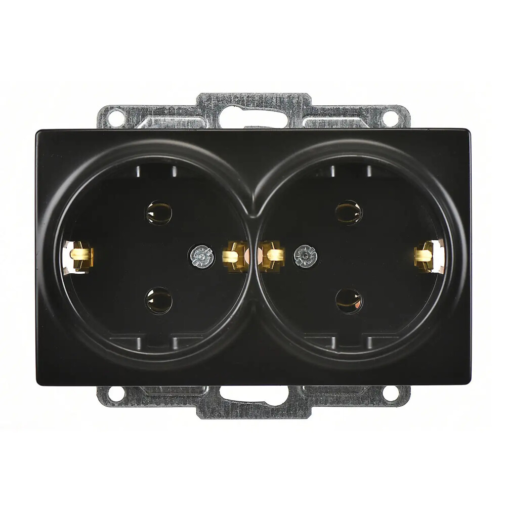 Visage İkili Topraklı Priz, Metalik Siyah (Mekanizma + Tuş/Kapak) - Günsan Elektrik