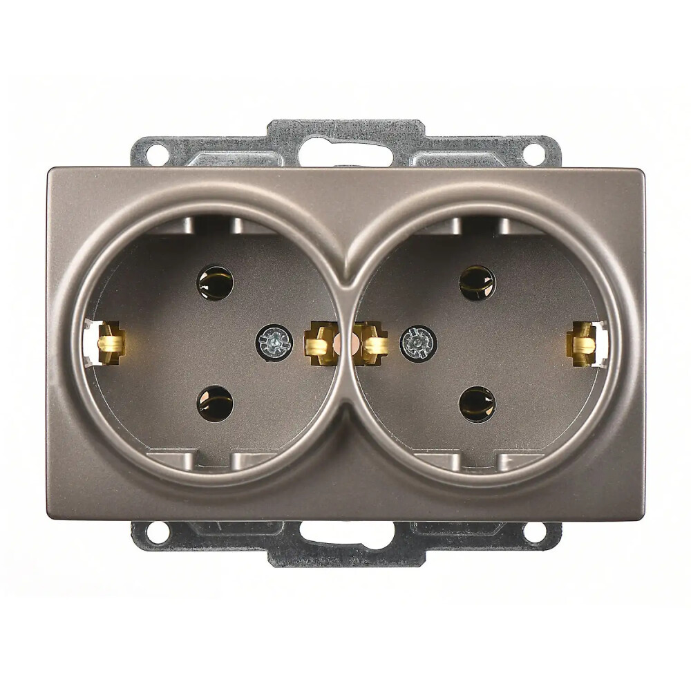 Visage İkili Topraklı Priz, Mocha (Mekanizma + Tuş/Kapak) - Günsan Elektrik