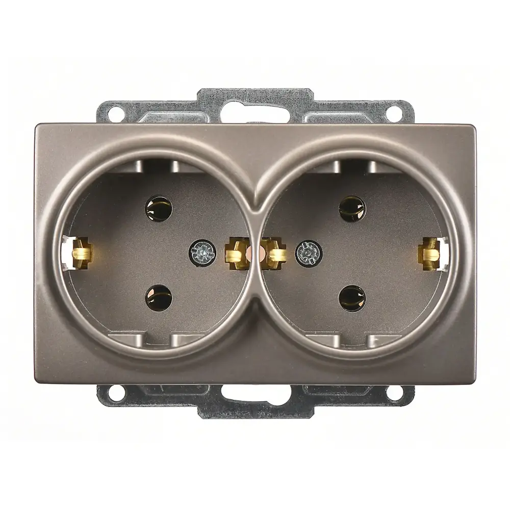 Visage İkili Topraklı Priz, Mocha (Mekanizma + Tuş/Kapak) - 1