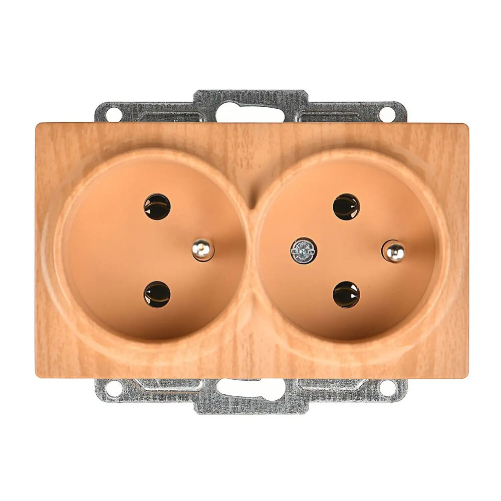 Visage İkili UPS Priz, Akçaağaç (Mekanizma + Tuş/Kapak) - Günsan Elektrik