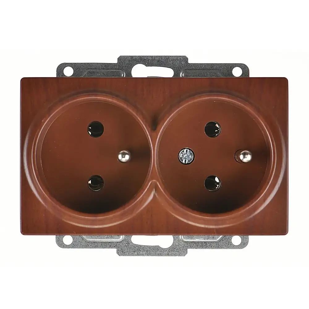 Visage İkili UPS Priz, Ceviz (Mekanizma + Tuş/Kapak) - 1