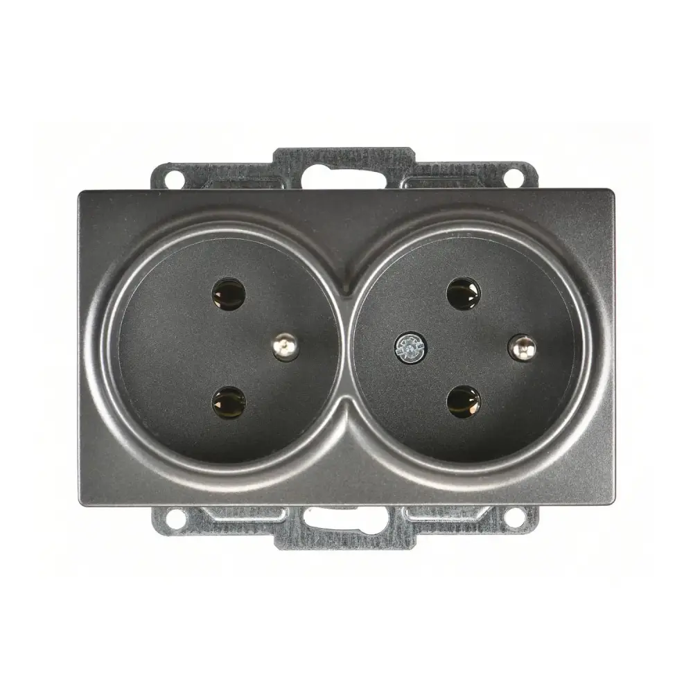 Visage İkili UPS Priz, Füme (Mekanizma + Tuş/Kapak) 