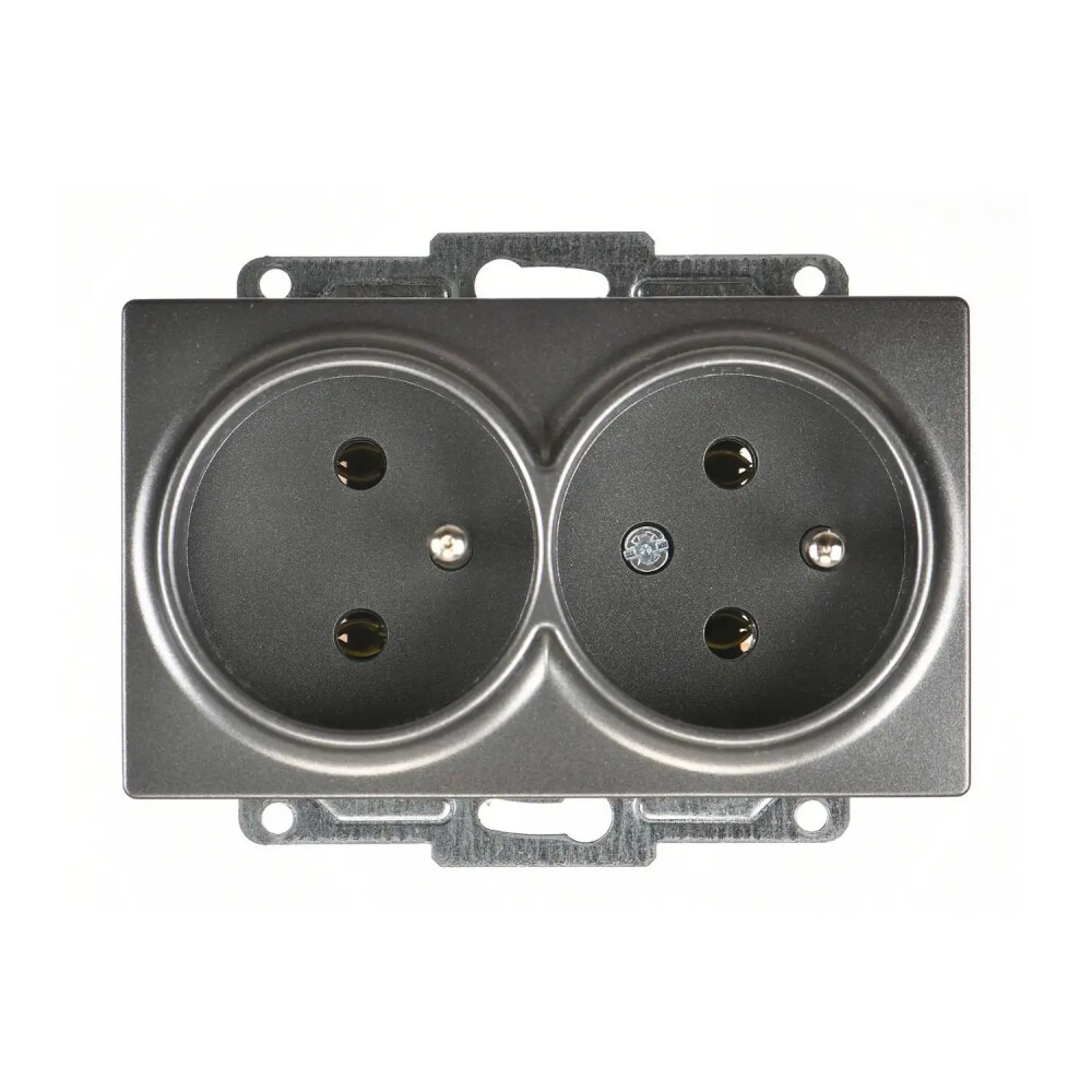 Visage İkili UPS Priz, Füme (Mekanizma + Tuş/Kapak) - Günsan Elektrik