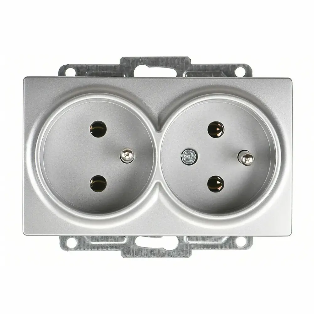 Visage İkili UPS Priz, Gümüş (Mekanizma + Tuş/Kapak) 