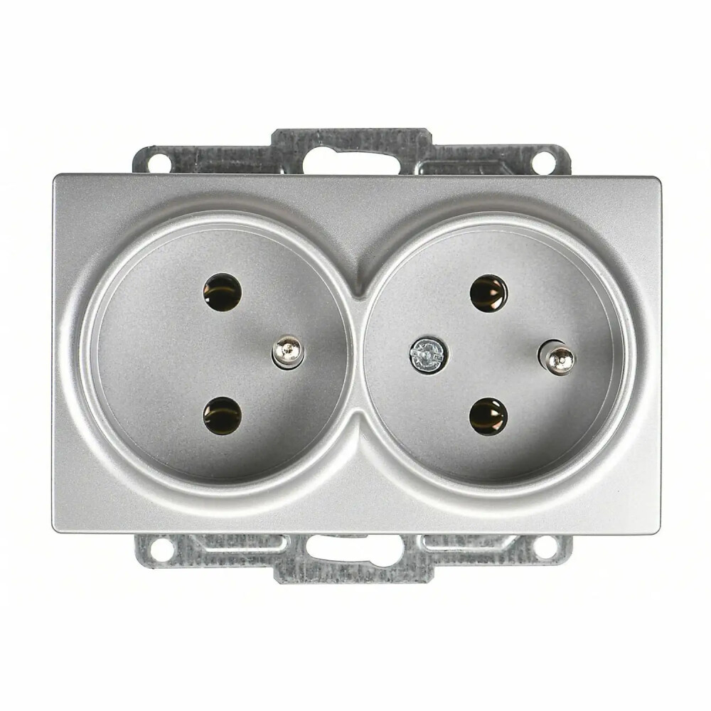 Visage İkili UPS Priz, Gümüş (Mekanizma + Tuş/Kapak) - Günsan Elektrik