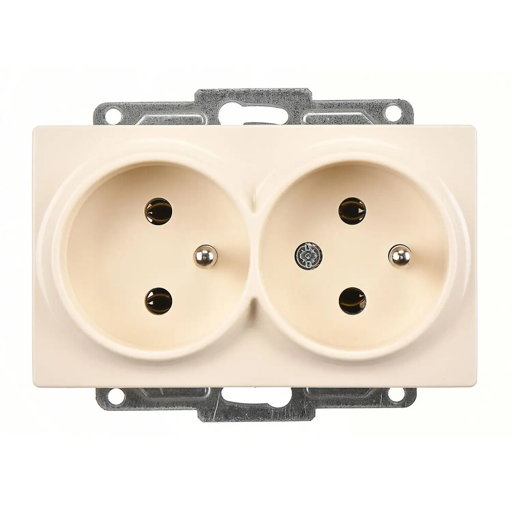 Visage İkili UPS Priz, Krem (Mekanizma + Tuş/Kapak) - Günsan Elektrik