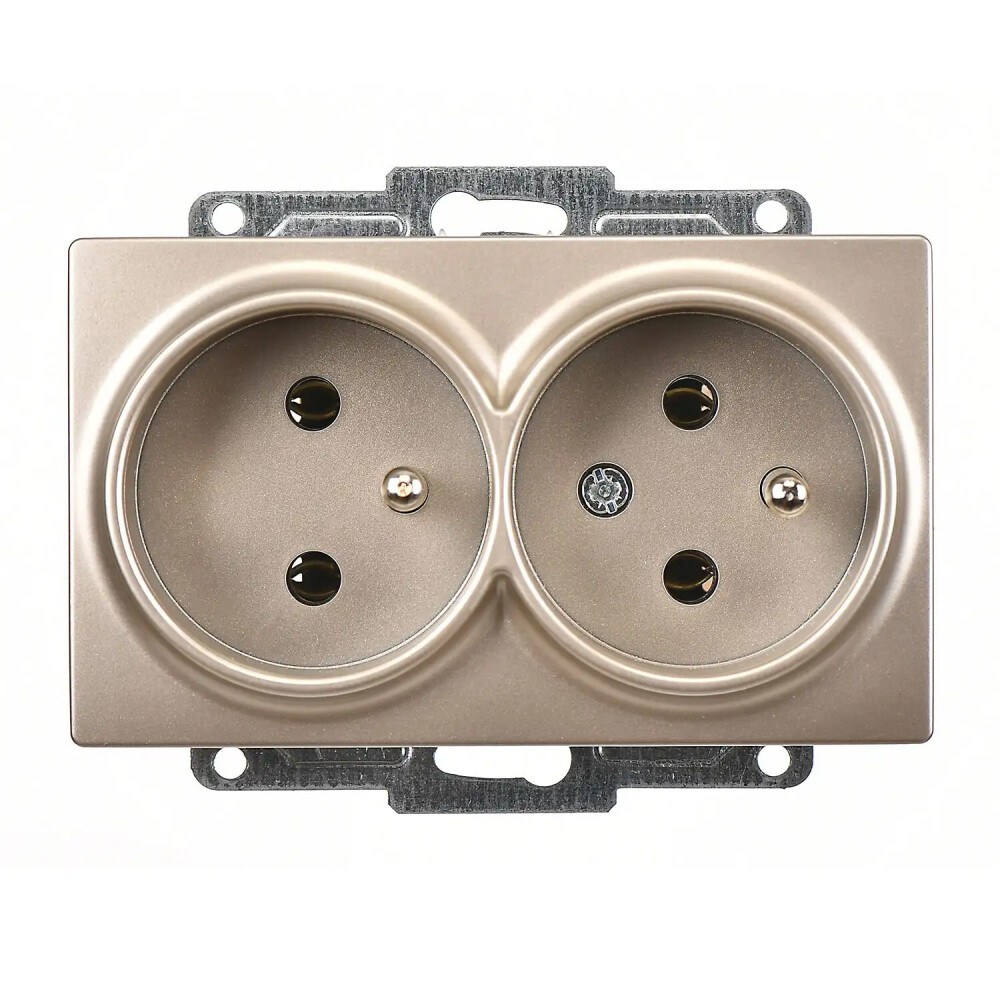 Visage İkili UPS Priz, Metalik Bej (Mekanizma + Tuş/Kapak) - Günsan Elektrik