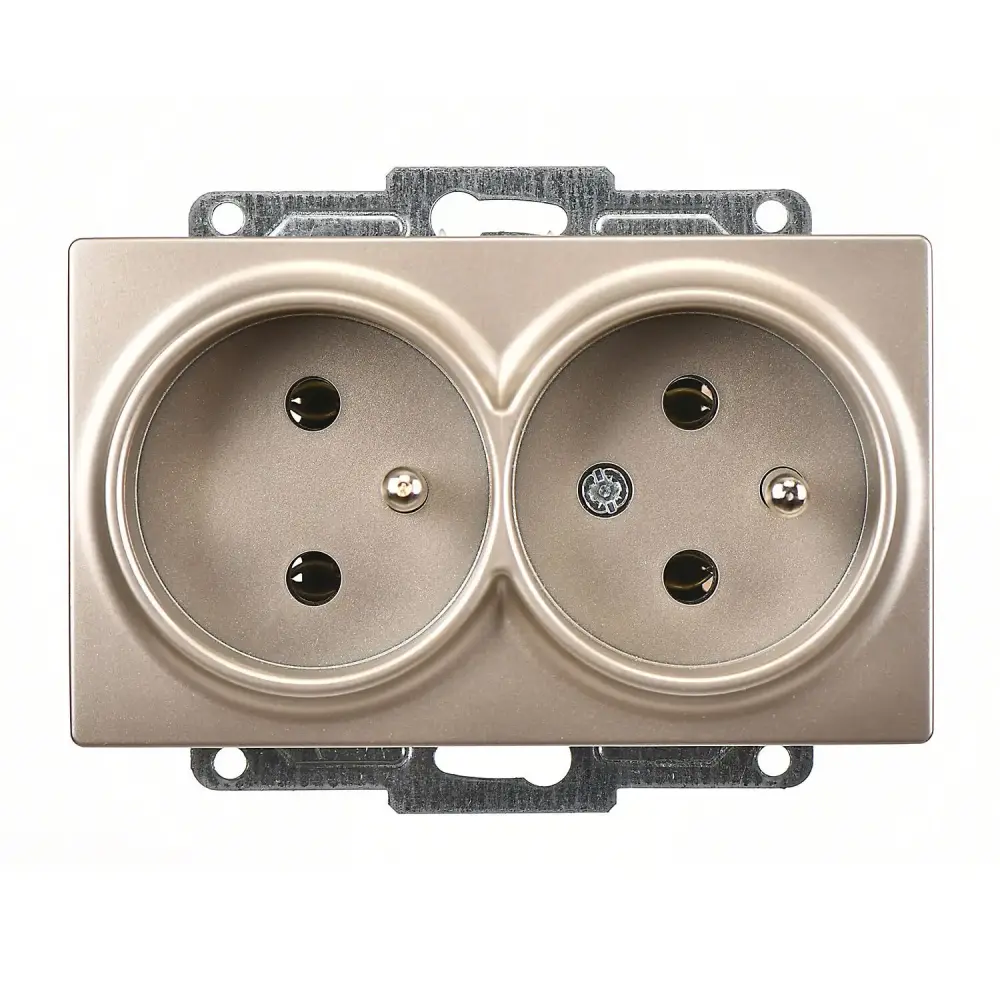 Visage İkili UPS Priz, Metalik Bej (Mekanizma + Tuş/Kapak) - 1