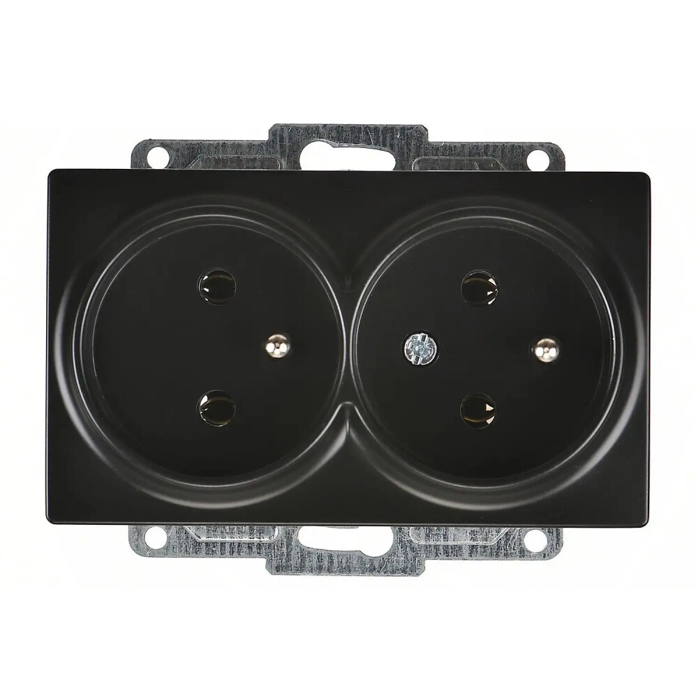 Visage İkili UPS Priz, Metalik Siyah (Mekanizma + Tuş/Kapak) - Günsan Elektrik