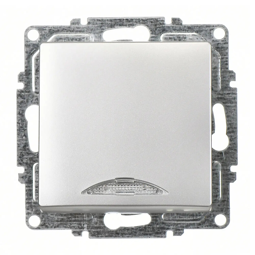 Visage Işıklı Anahtar, Gümüş (Mekanizma + Tuş/Kapak) - Günsan Elektrik