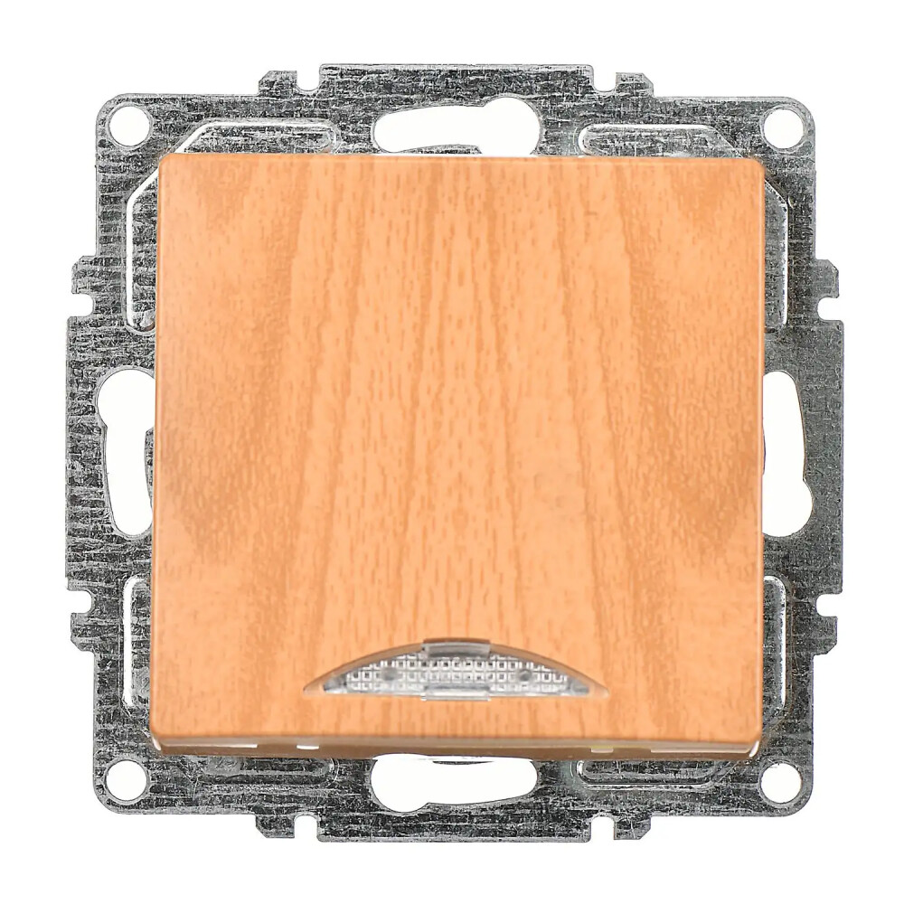 Visage Işıklı Anahtar (klipsli), Akçaağaç (Mekanizma + Tuş/Kapak) - Günsan Elektrik