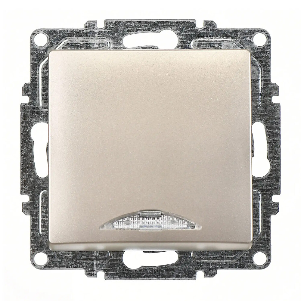 Visage Işıklı Anahtar (klipsli), Metalik Bej (Mekanizma + Tuş/Kapak) - Günsan Elektrik