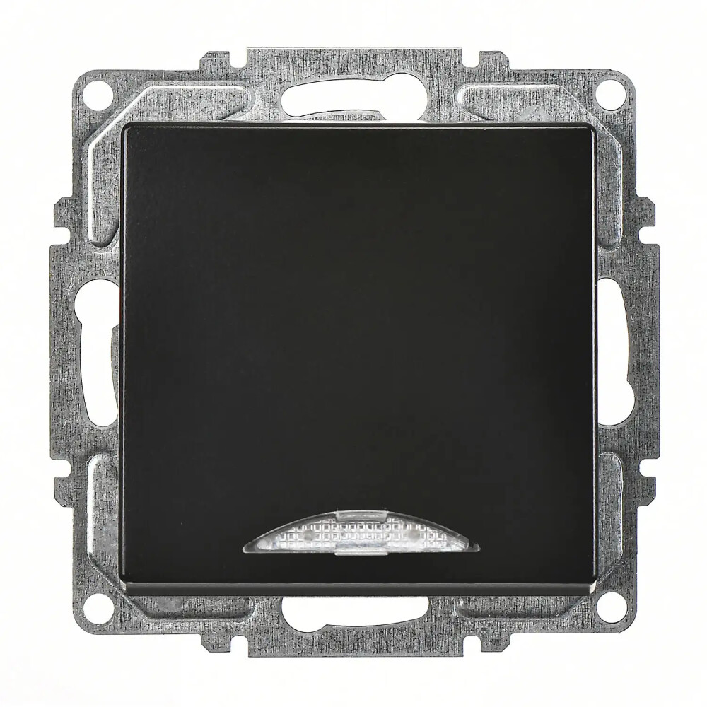 Visage Işıklı Anahtar (klipsli), Metalik Siyah (Mekanizma + Tuş/Kapak) - Günsan Elektrik