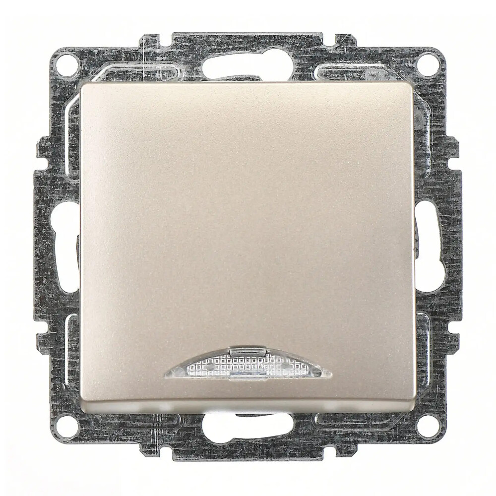 Visage Işıklı Anahtar, Metalik Bej (Mekanizma + Tuş/Kapak) - Günsan Elektrik