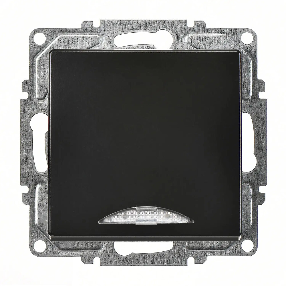 Visage Işıklı Anahtar, Metalik Siyah (Mekanizma + Tuş/Kapak) - Günsan Elektrik