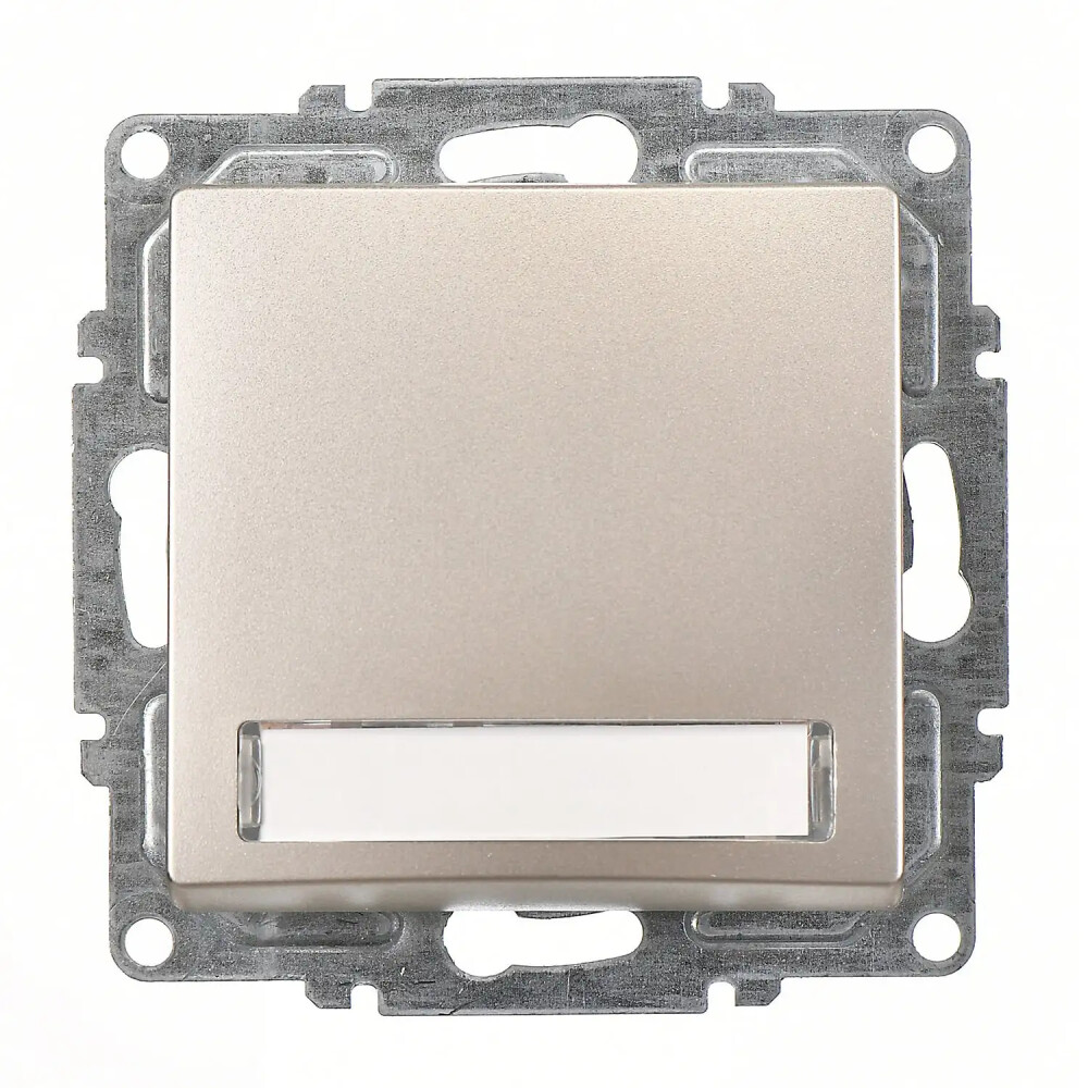 Visage Işıklı Etiketli Zil Butonu, 12V (klipsli), Metalik Bej (Mekanizma + Tuş/Kapak) - Günsan Elektrik