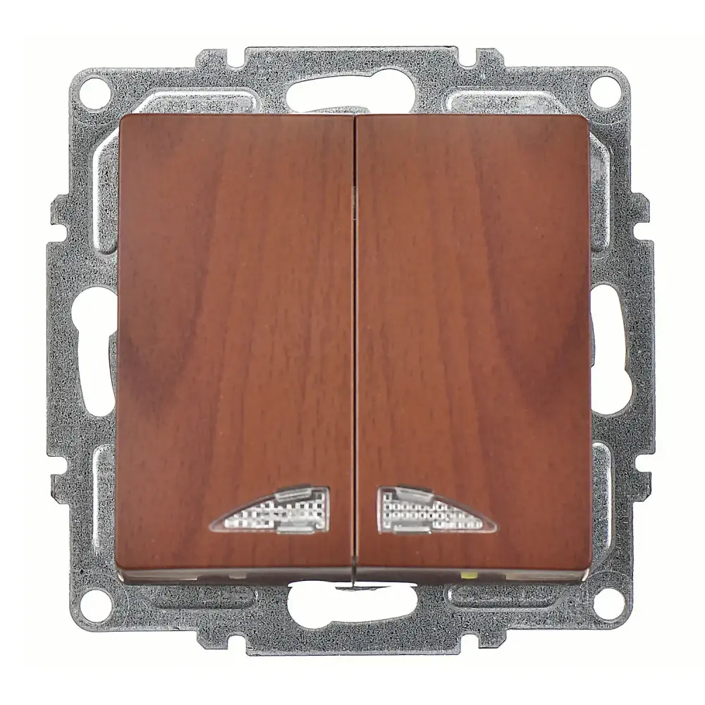 Visage Işıklı Komütatör, Ceviz (Mekanizma + Tuş/Kapak) - 1