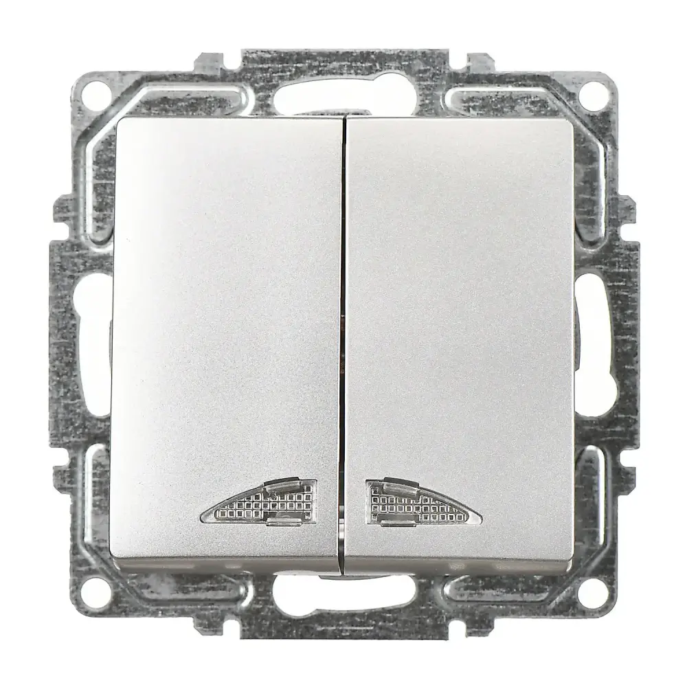 Visage Işıklı Komütatör, Gümüş (Mekanizma + Tuş/Kapak) 