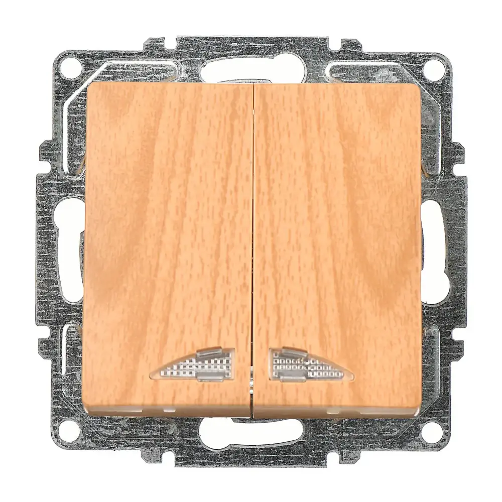 Visage Işıklı Komütatör (klipsli), Akçaağaç (Mekanizma + Tuş/Kapak) - 1