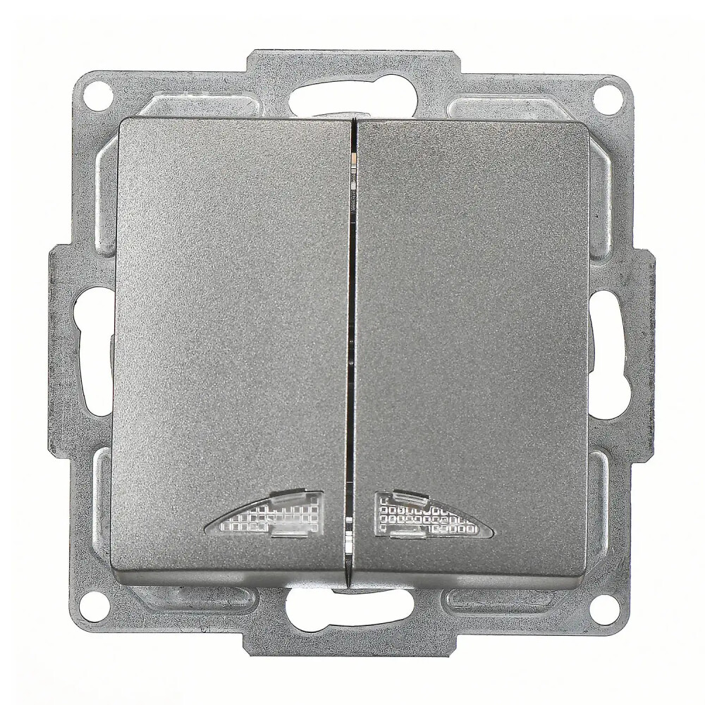 Visage Işıklı Komütatör (klipsli), Füme (Mekanizma + Tuş/Kapak) - Günsan Elektrik