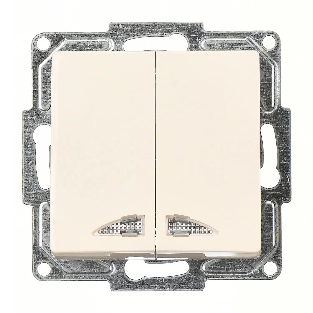 Visage Işıklı Komütatör, Krem (Mekanizma + Tuş/Kapak) - Günsan Elektrik