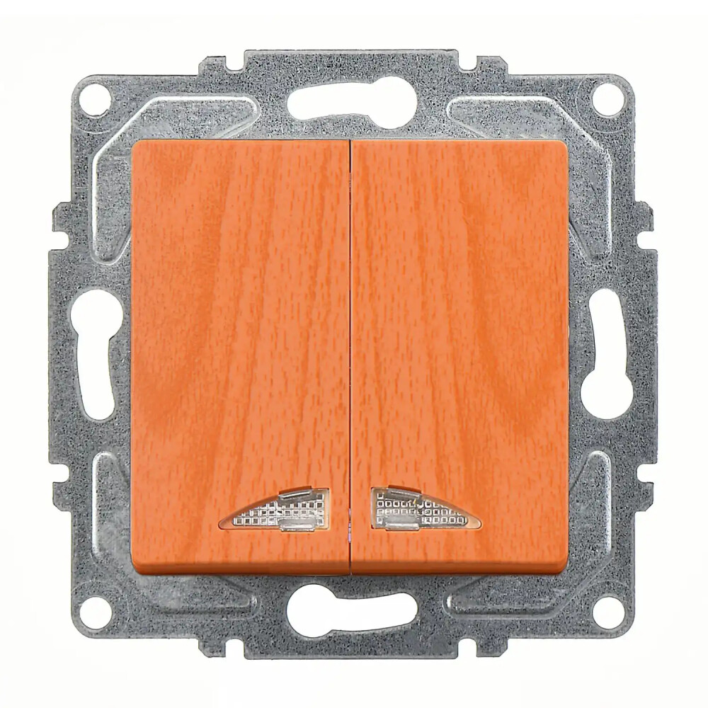 Visage Işıklı Komütatör, Meşe (Mekanizma + Tuş/Kapak) - Günsan Elektrik