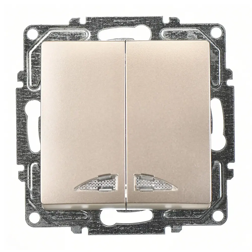 Visage Işıklı Komütatör, Metalik Bej (Mekanizma + Tuş/Kapak) - 1