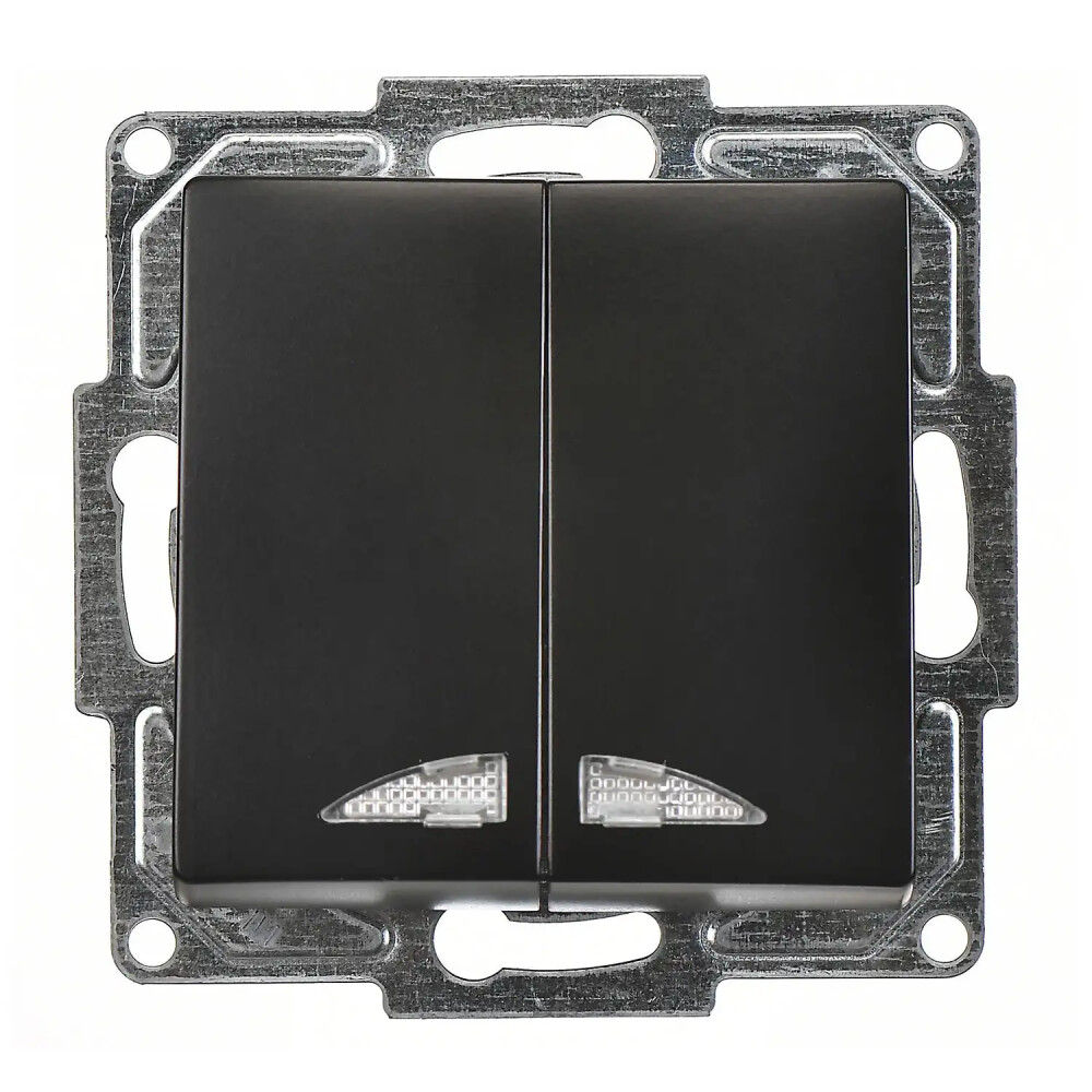 Visage Işıklı Komütatör, Metalik Siyah (Mekanizma + Tuş/Kapak) - Günsan Elektrik