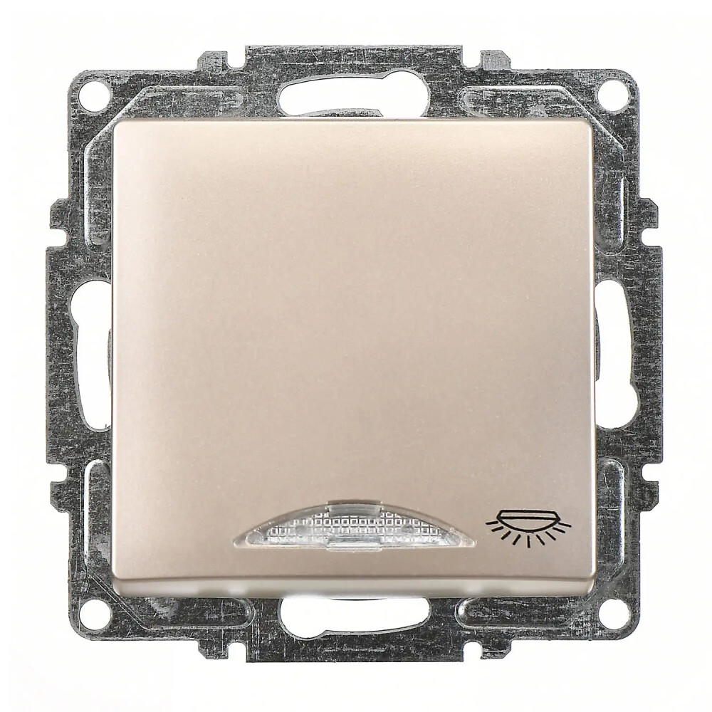 Visage Işıklı Liht (klipsli), Metalik Bej (Mekanizma + Tuş/Kapak) - Günsan Elektrik