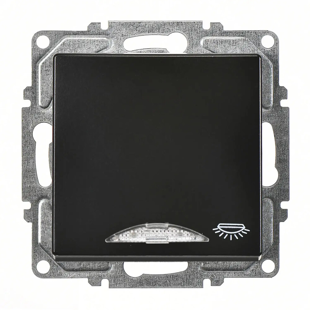 Visage Işıklı Liht (klipsli), Metalik Siyah (Mekanizma + Tuş/Kapak) - Günsan Elektrik