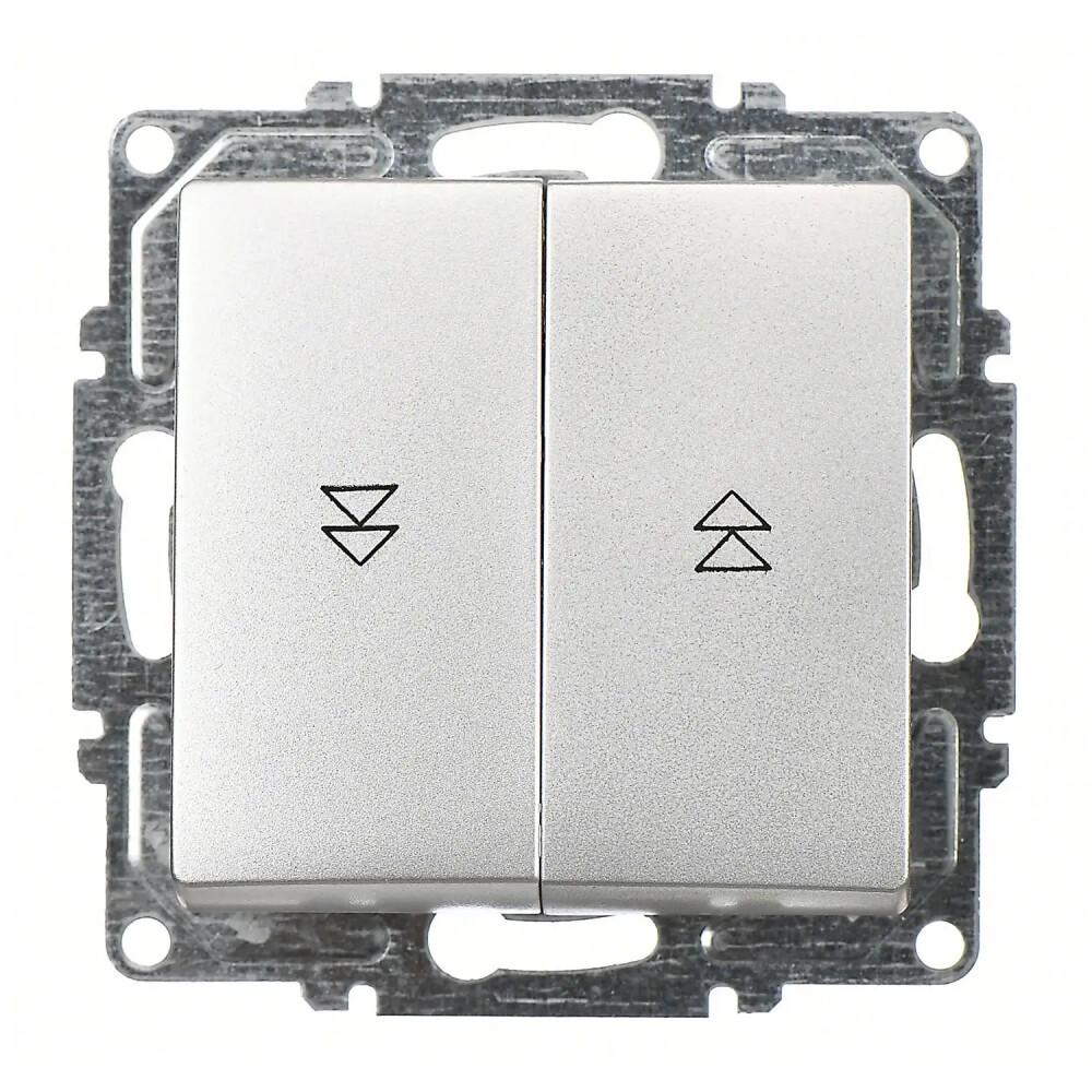 Visage Jaluzi Kumanda Anahtarı (İki Düğmeli), Gümüş (Mekanizma + Tuş/Kapak) - Günsan Elektrik