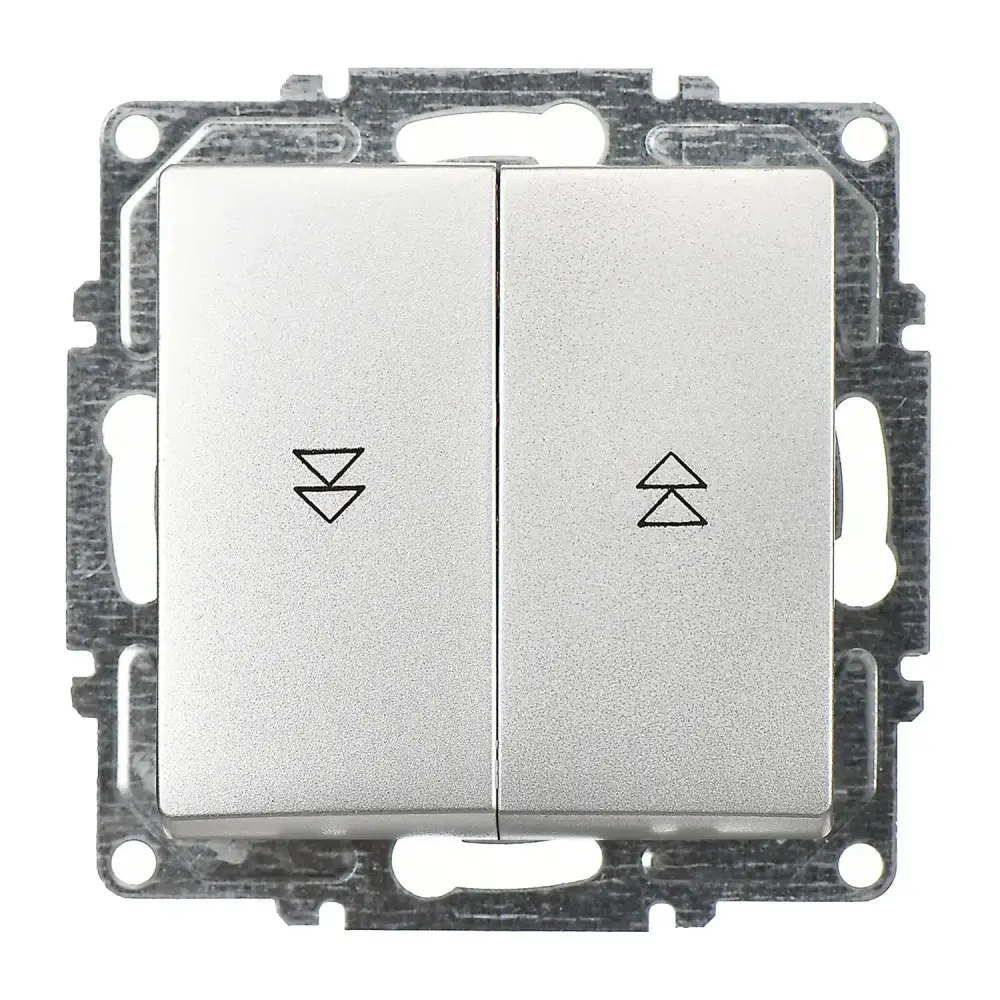 Visage Jaluzi Kumanda Anahtarı (İki Düğmeli) (klipsli), Gümüş (Mekanizma + Tuş/Kapak) 