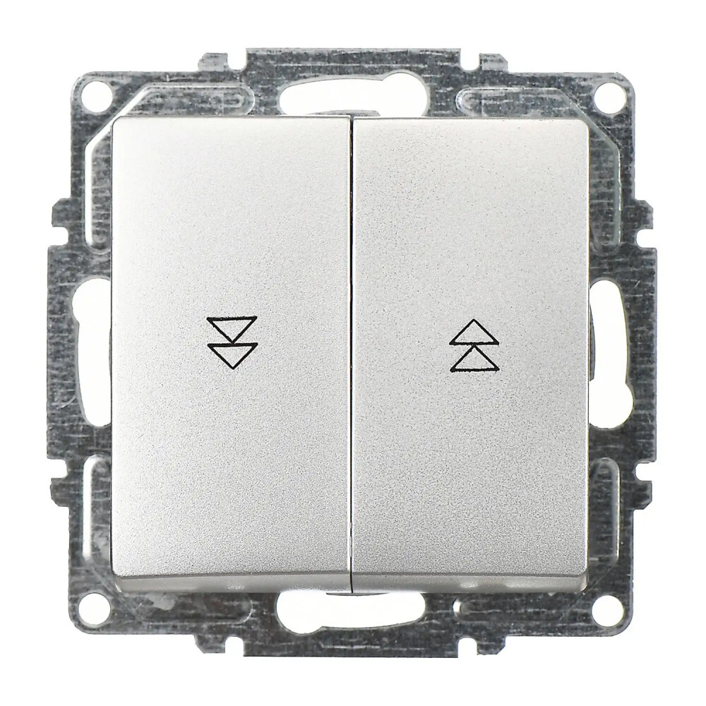 Visage Jaluzi Kumanda Anahtarı (İki Düğmeli) (klipsli), Gümüş (Mekanizma + Tuş/Kapak) - Günsan Elektrik